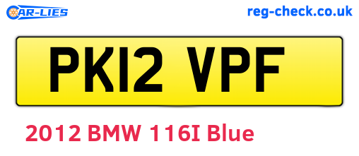 PK12VPF are the vehicle registration plates.
