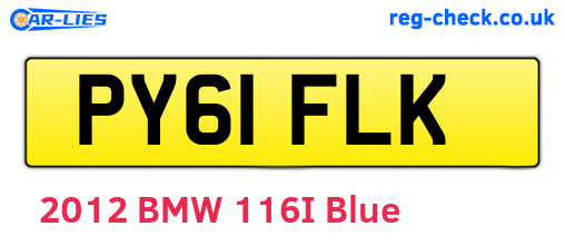 PY61FLK are the vehicle registration plates.