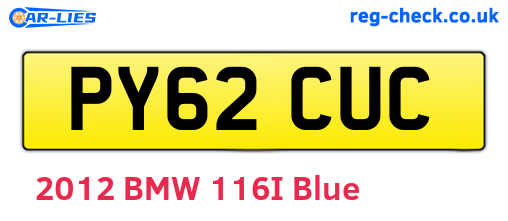 PY62CUC are the vehicle registration plates.