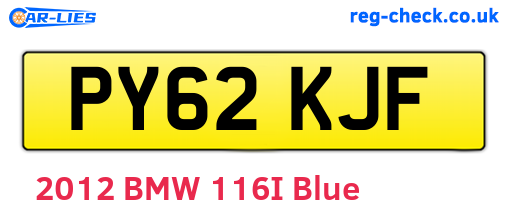 PY62KJF are the vehicle registration plates.