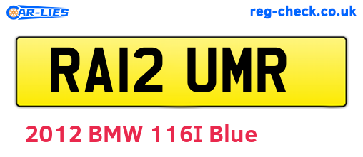 RA12UMR are the vehicle registration plates.