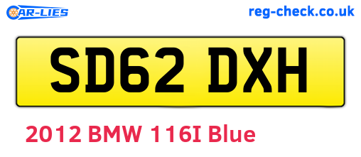 SD62DXH are the vehicle registration plates.