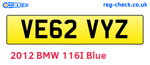 VE62VYZ are the vehicle registration plates.
