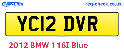 YC12DVR are the vehicle registration plates.