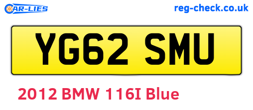 YG62SMU are the vehicle registration plates.