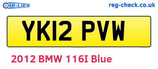 YK12PVW are the vehicle registration plates.