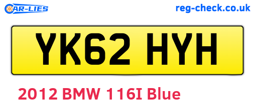 YK62HYH are the vehicle registration plates.