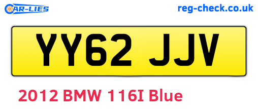YY62JJV are the vehicle registration plates.