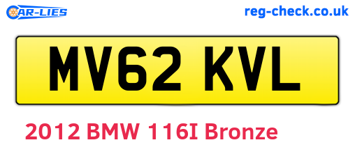 MV62KVL are the vehicle registration plates.