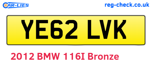 YE62LVK are the vehicle registration plates.