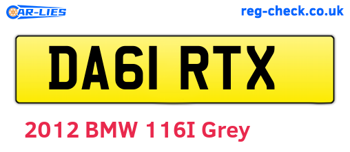 DA61RTX are the vehicle registration plates.