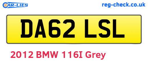 DA62LSL are the vehicle registration plates.