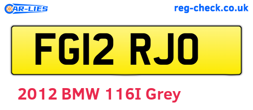 FG12RJO are the vehicle registration plates.