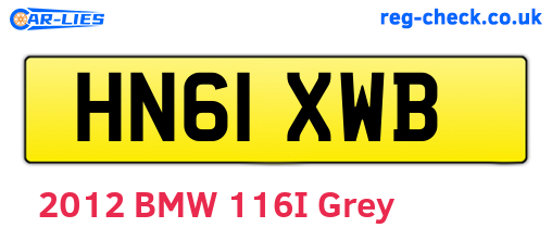 HN61XWB are the vehicle registration plates.
