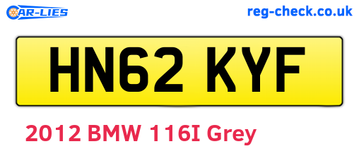 HN62KYF are the vehicle registration plates.