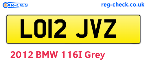 LO12JVZ are the vehicle registration plates.