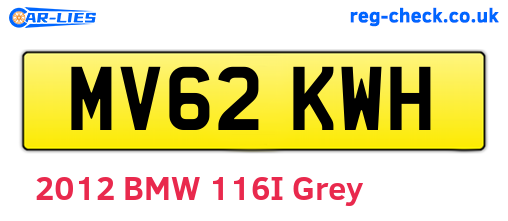 MV62KWH are the vehicle registration plates.