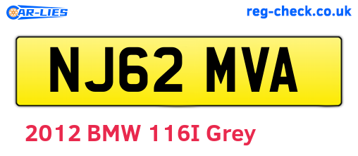 NJ62MVA are the vehicle registration plates.