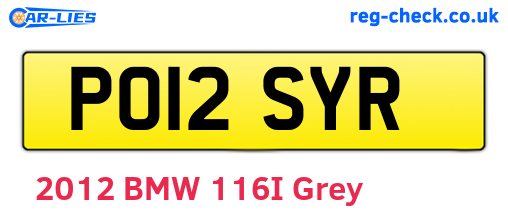 PO12SYR are the vehicle registration plates.