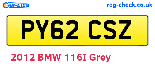 PY62CSZ are the vehicle registration plates.