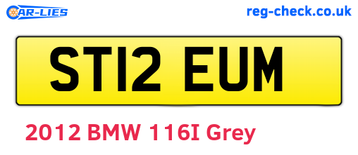 ST12EUM are the vehicle registration plates.