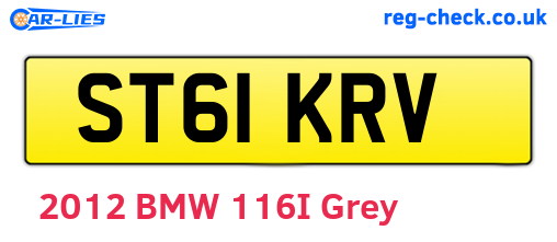 ST61KRV are the vehicle registration plates.