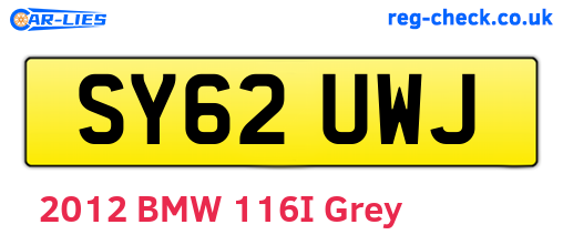 SY62UWJ are the vehicle registration plates.
