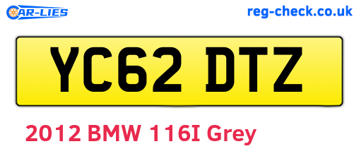 YC62DTZ are the vehicle registration plates.