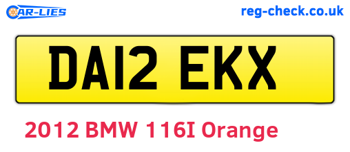 DA12EKX are the vehicle registration plates.