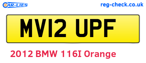 MV12UPF are the vehicle registration plates.