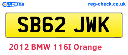 SB62JWK are the vehicle registration plates.