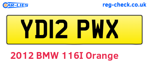 YD12PWX are the vehicle registration plates.