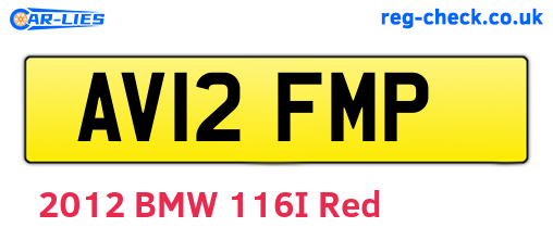 AV12FMP are the vehicle registration plates.