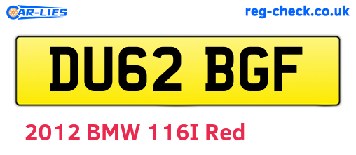DU62BGF are the vehicle registration plates.