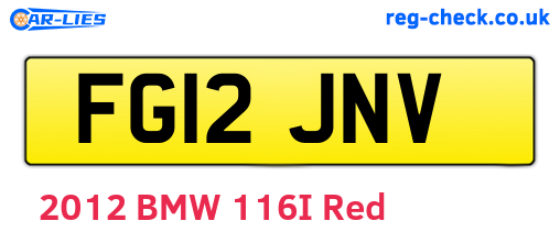 FG12JNV are the vehicle registration plates.
