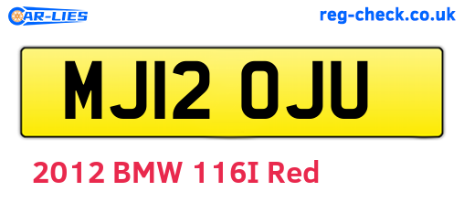 MJ12OJU are the vehicle registration plates.