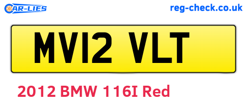 MV12VLT are the vehicle registration plates.