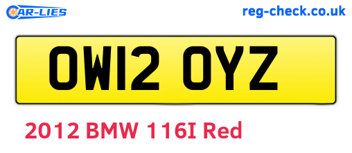 OW12OYZ are the vehicle registration plates.