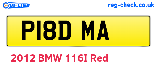 P18DMA are the vehicle registration plates.