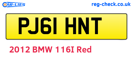 PJ61HNT are the vehicle registration plates.