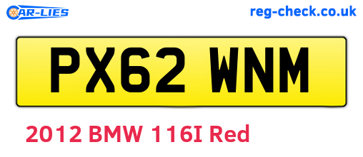 PX62WNM are the vehicle registration plates.