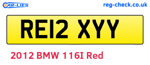 RE12XYY are the vehicle registration plates.