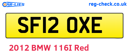 SF12OXE are the vehicle registration plates.