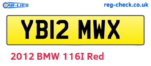 YB12MWX are the vehicle registration plates.