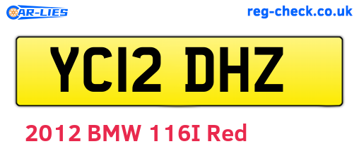 YC12DHZ are the vehicle registration plates.