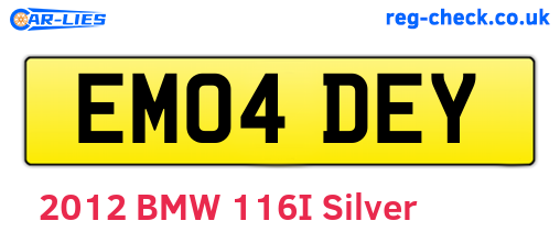 EM04DEY are the vehicle registration plates.
