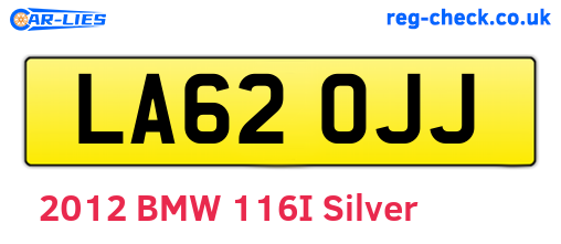 LA62OJJ are the vehicle registration plates.