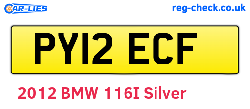 PY12ECF are the vehicle registration plates.