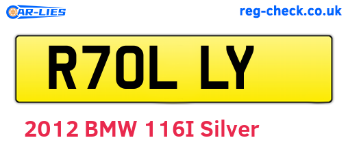 R70LLY are the vehicle registration plates.