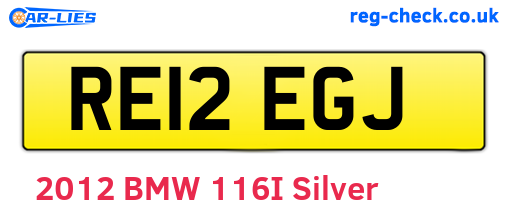 RE12EGJ are the vehicle registration plates.